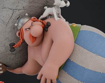 Asterix & Obelix 3D Print STL File – Gaulish Power Duo Statue with Pre-Supported Files | Cartoon Collectible Model