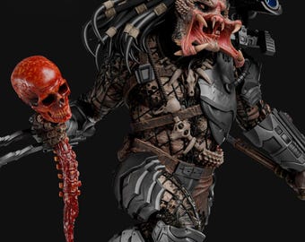 Predator Hunter STL File | 1/6 Scale Alien Warrior Statue | 3D Printable Collectible | Pre-Supported Resin Model | Sci-Fi Horror Figure