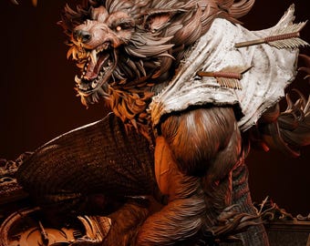 Werewolf 1:6 Scale STL – High Detail Monster Bust | Pre-Supported 3D Printing Model | Epic Fantasy Creature Sculpture | Monster Stl File