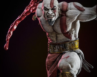 God of Spartan – Kratos | Kratos STL Figure 1:6 Scale | God of War Rage Pose Statue | Blades of Chaos 3D Print Model
