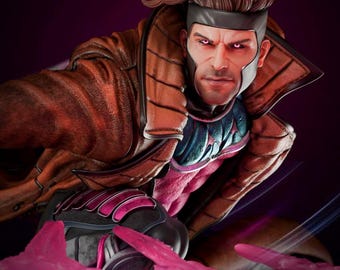Gambit STL Dynamic X-Men Superhero Statue | Comic Book Action Figure Model Figure 1:6 – Dynamic Energy Attack Statue & Bust | 3D Printable