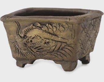 Authentic Bonsai Pot Miniature Rectangular Unglazed Ceramic