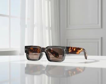 Okulary przeciwsłoneczne w stylu retro vintage, kwadratowe, modne okulary przeciwsłoneczne z filtrem UV400, grube oprawki, modne okulary przeciwsłoneczne w stylu streetwear, modne czarne okulary