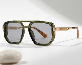 Retro Oversized Sunglasses Women Men, Geometric Square Frame Sunglasses, Trendy Vintage Fashion Eyewear