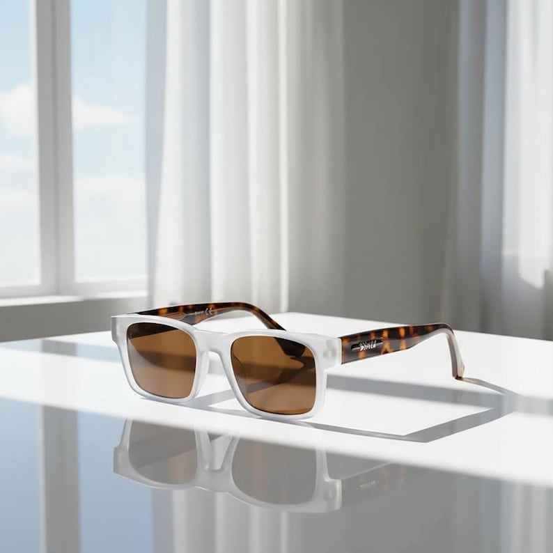 UV400 Polarized Square Sunglasses , Retro Vintage Unisex Sunglasses, Trendy Streetwear Beach Driving Eyewear SAND-BROWN