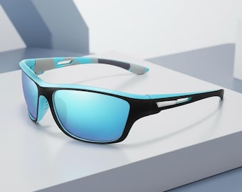 Polarized Sport Sunglasses, Unisex Mirrored Lens UV400 Protection Glasses, Outdoor Cycling Running Wraparound Sunglasses