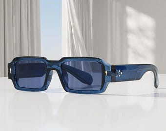 Chunky Rectangle Sunglasses Men Women, Y2K Retro Streetwear Sunglasses, Trendy Vintage Fashion Shades