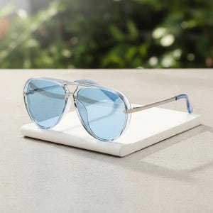 Transparent UV Resistant Large Frame Aviator Sunglasses, Unisex Retro Driving Outdoor Fashion Glasses Gift
