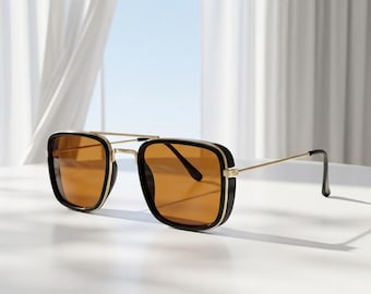 Square Aviator Sunglasses Women Men, Vintage Shades, Retro Pilot Eyewear UV400, Unisex Trendy Sunglasses