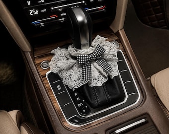 Vintage French Lace Gear Shift Cover, Romantic Bow Car Interior Decoration