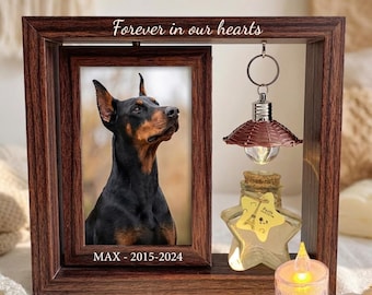 Custom Engraved Pet Memorial Photo Frame | Wood Memory Shadow Box Keepsake