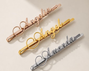 Custom Name Hair Clip | Personalized Cursive Barrette, Polished Alloy Accessory