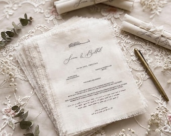 Custom Printed| Custom Linen Wedding Invitation with Fringe