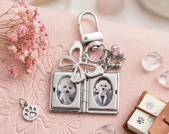 Custom Pet Photo Locket Keychain | Stainless Steel Memorial Gift