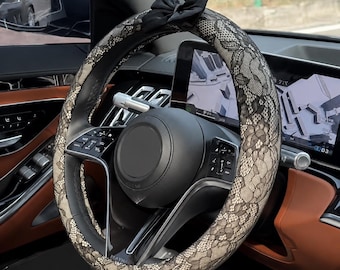 Ice Silk Lace Steering Wheel Cover with Bow|Breathable Anti-Slip Car Accessory for Women
