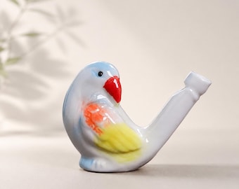 Handmade Ceramic Bird Whistle | Hand-Painted Water Bird Decor