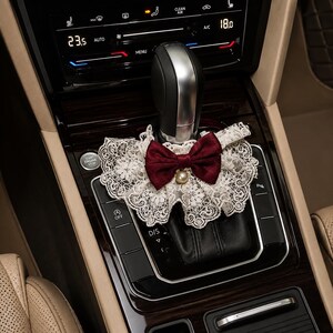 Vintage French Lace Gear Shift Cover, Romantic Bow Car Interior Decoration image 5