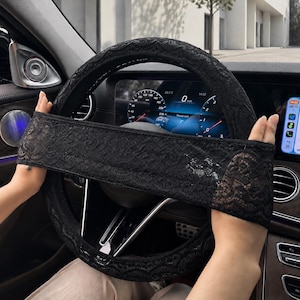 Black Hollow Lace Steering Wheel Cover|Gothic Vintage Ultra Thin Breathable Sweat