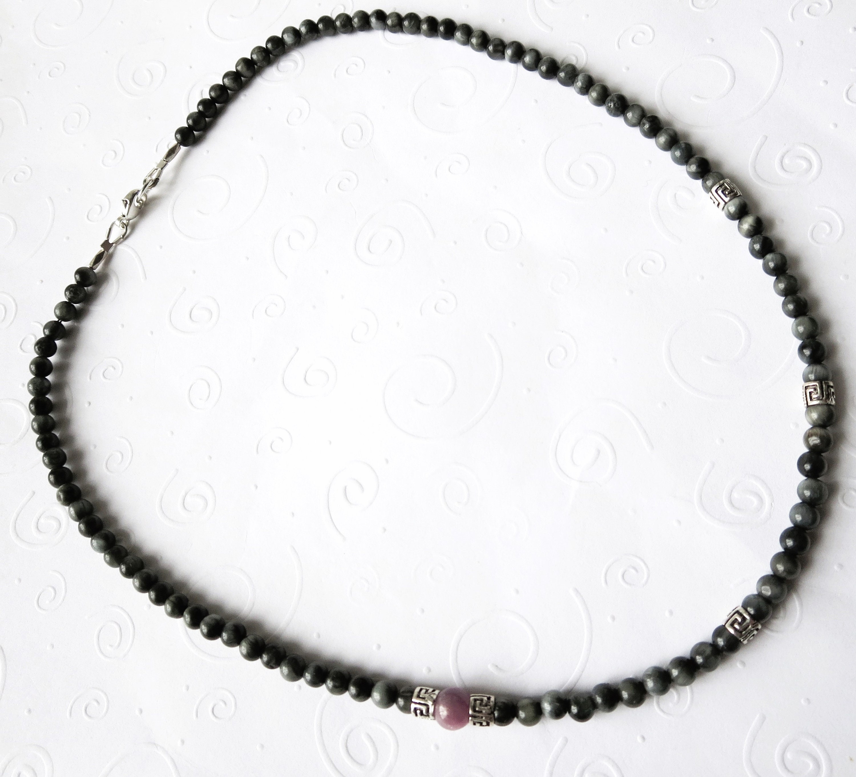 AAA 4mm Hawks Eye Eagle Eye Smooth Bead Necklace With Ruby and Etsy