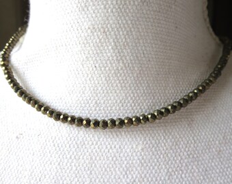 AAA Natural Sparkly 4mm Pyrite Sterling and Fine Silver Necklace