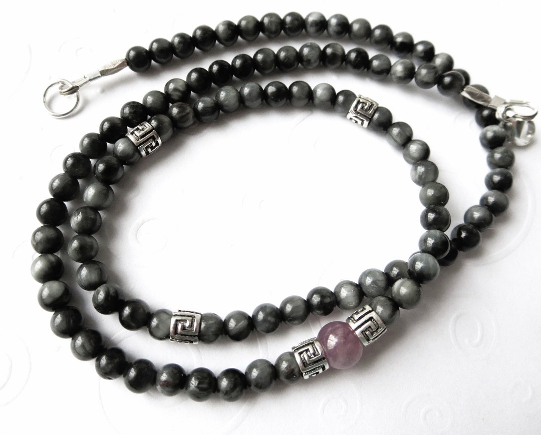 AAA 4mm Hawks Eye Eagle Eye Smooth Bead Necklace With Ruby and Etsy