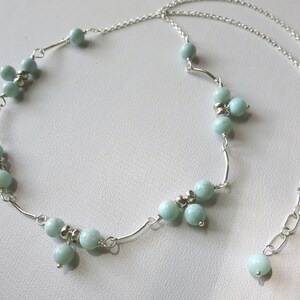 AAA Quality Larimar Cluster Station Sterling Silver Necklace