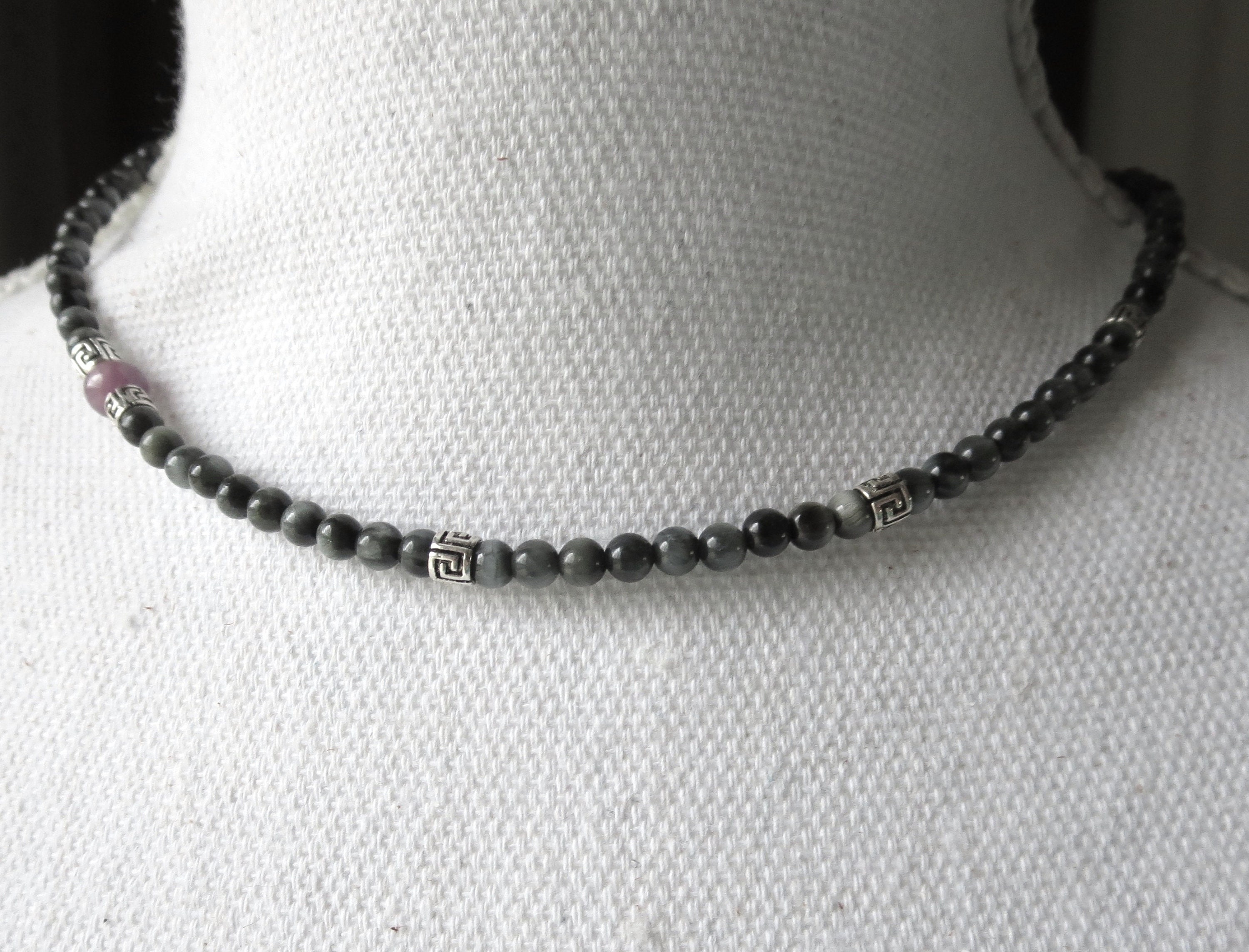 AAA 4mm Hawks Eye Eagle Eye Smooth Bead Necklace With Ruby and Etsy