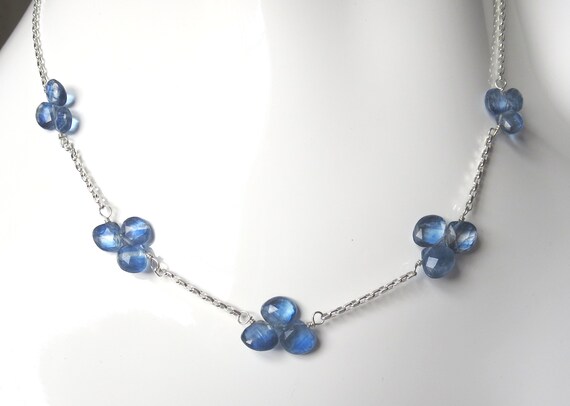 AAA Quality Larimar Cluster Station Sterling Silver Necklace
