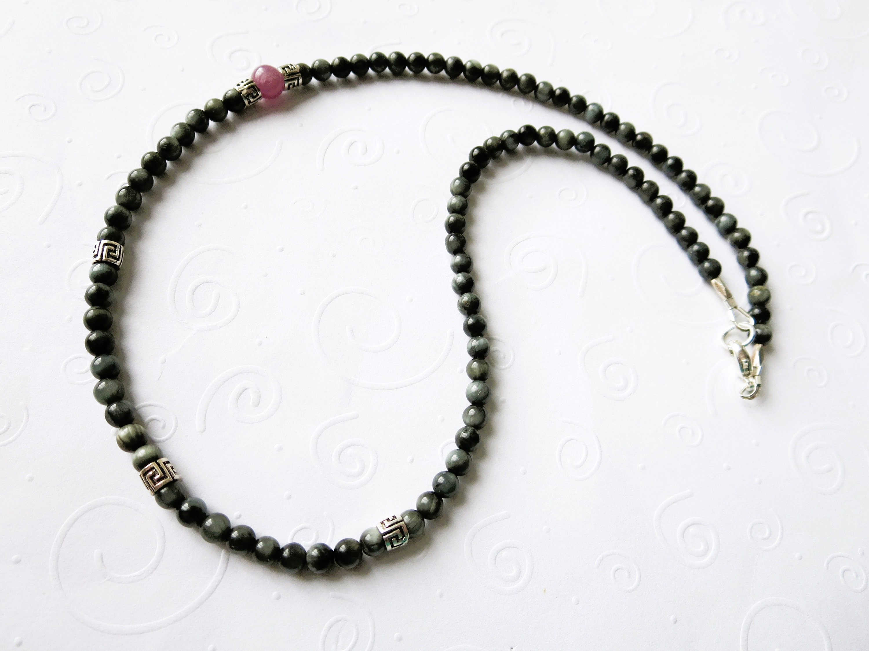 AAA 4mm Hawks Eye Eagle Eye Smooth Bead Necklace With Ruby and Etsy