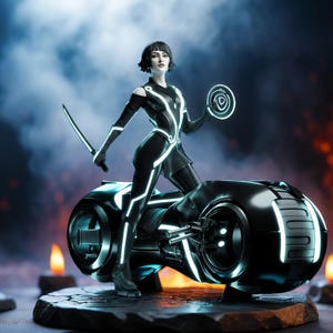 Tron – Quorra | Neon Eclipse STL Statue | 3D Print Model | Digital STL File