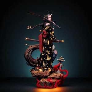 Mythology – Oni Samurai | Fury Bloodmoon STL Statue | 3D Print Model | Digital STL File
