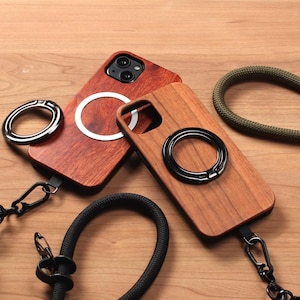 iPhone-skal i trä, MagSafe, JAPAN-kvalitet, 17 16 15 14 13 SE3, naturligt trä, 17e 17Pro 16Pro 13, mini-axelrem med magnet och ringhållare