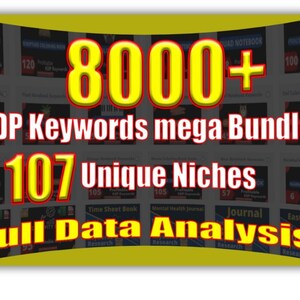 8000+ KDP Niches Keywords Bundle | 107 Categories, Low/High Content Book Ideas (Digital Download)