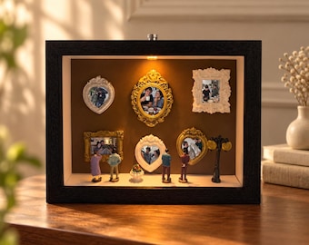 Regalo de aniversario personalizado para parejas, vitrina del Museo de Nosotros con luz LED, marco de fotos personalizado, recuerdo romántico para él o ella.
