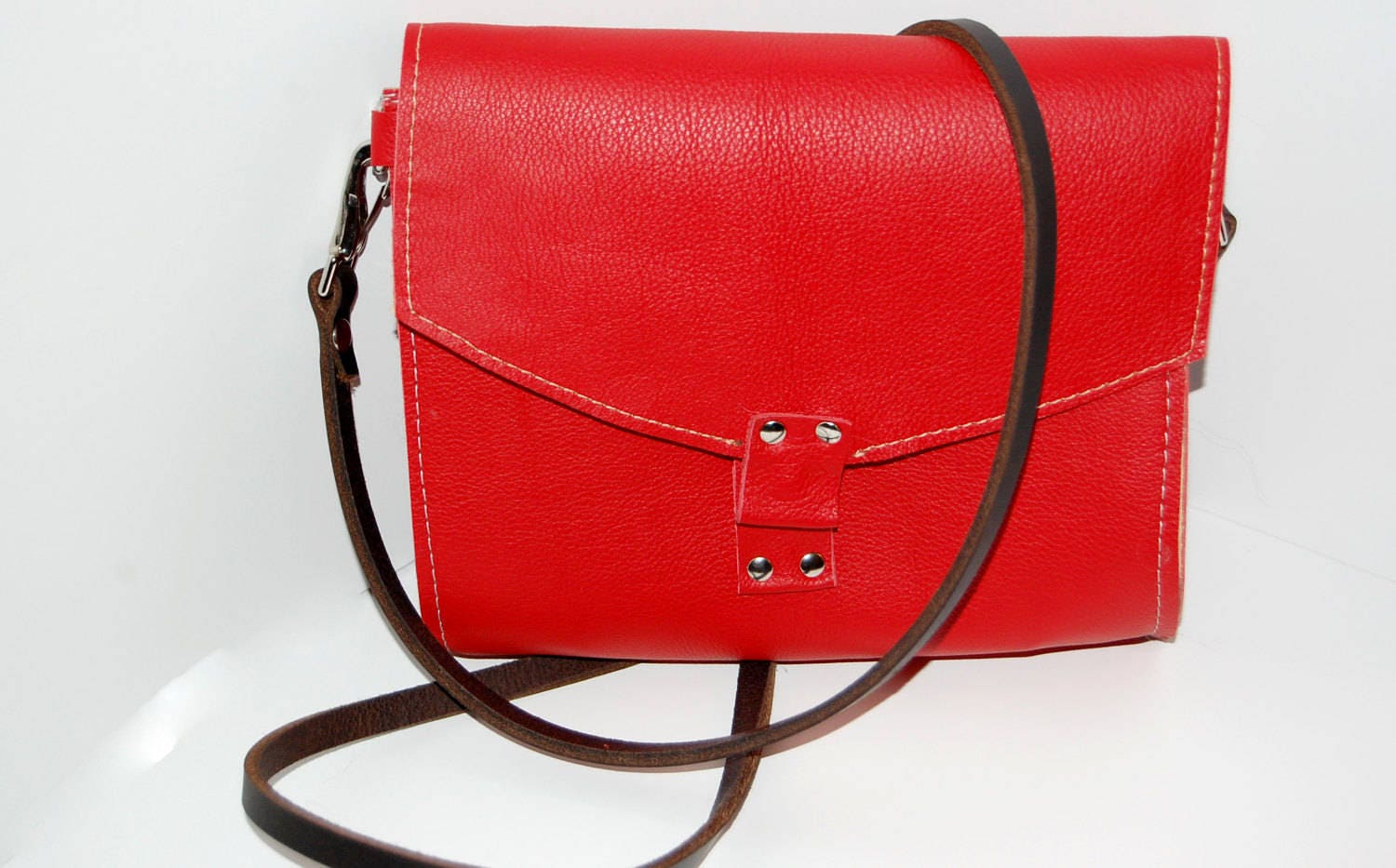 Red Leather Cross Body Bag Red Leather Clutch Crossbody Bag | Etsy