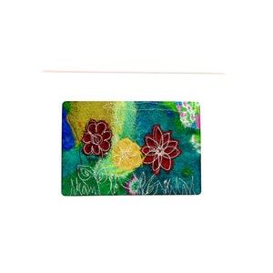 Carte de voeux vierge fleurs en soie, Carte de correspondance artistique en fibre, Carte de voeux art textile, Carte unique faite main, Carte d'art textile, Carte de remerciement