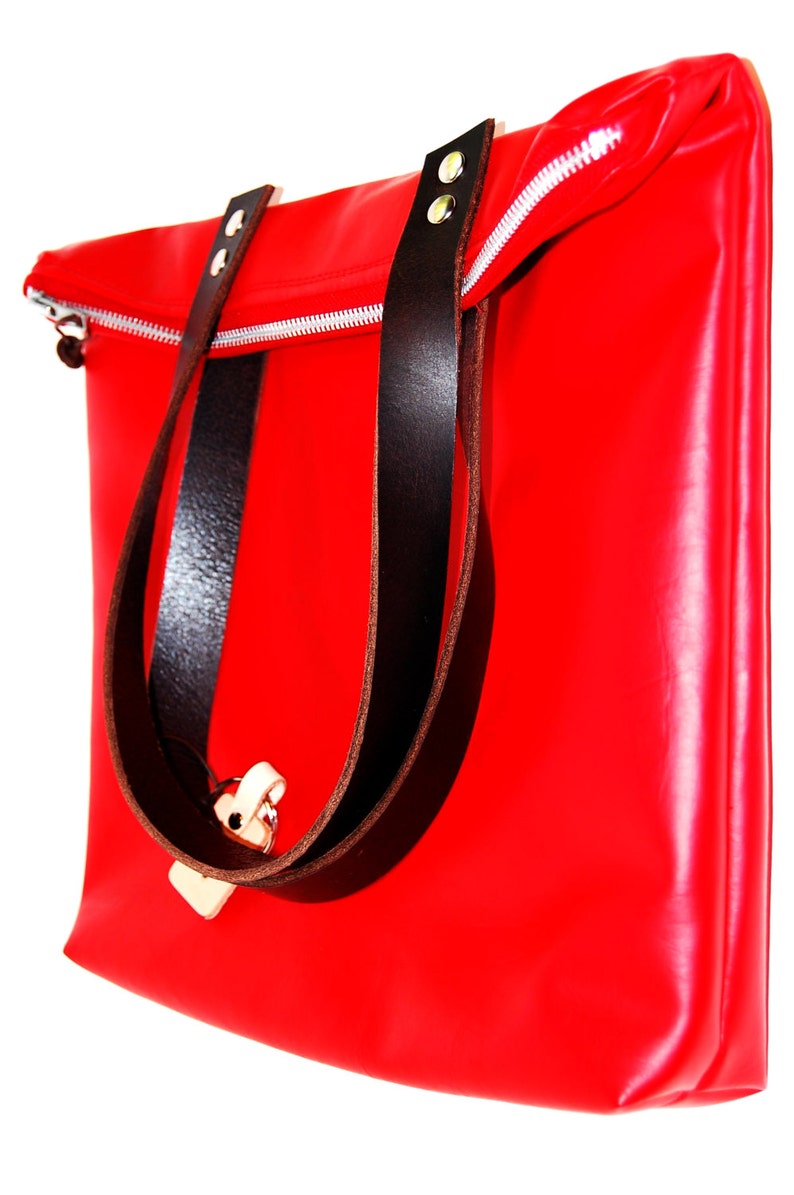 Red Faux Leather Book Bag Red Vegan Leather Shoulder Bag Red Vegan Leather Tote Bag Red Vegan Leather Briefcase