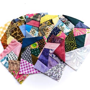 Ready to Embroider Small Patchwork Quilt Block, Crazy Quilt Starter Block, Scrapbook and Junk Journal Embellishments, Fabric Ephemera