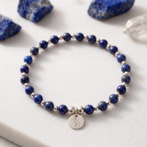Lapis Lazuli Confidence Bracelet, Sterling or Silver Plated Stacking Jewellery