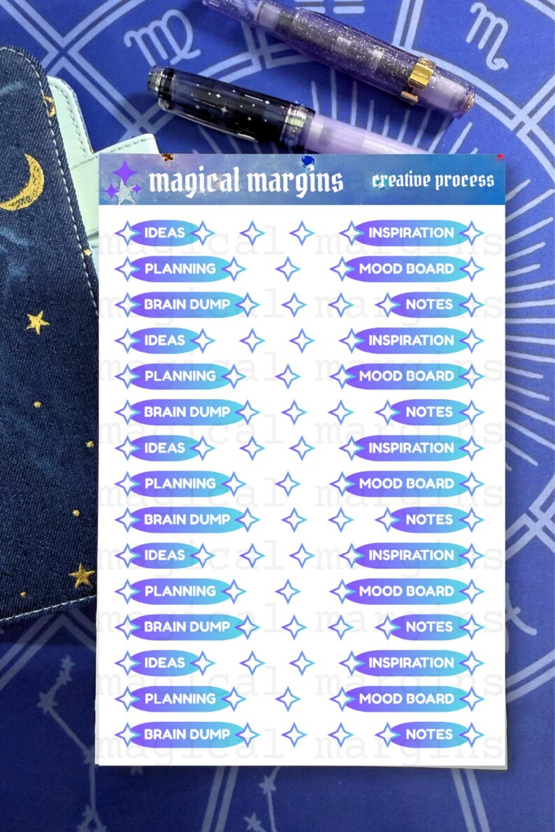 Creative Process Functional Planner Sticker Sheet purple-blue