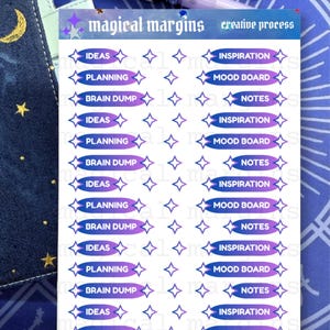 Creative Process Functional Planner Sticker Sheet blue-purple