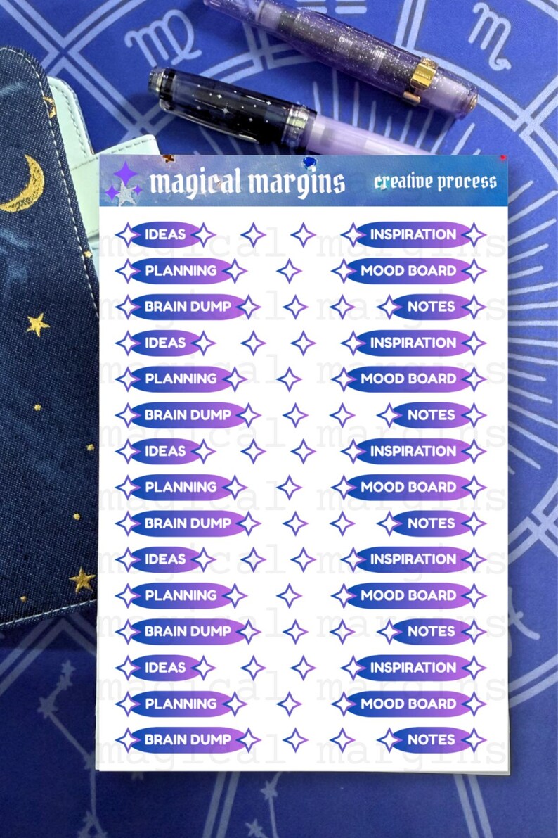 Creative Process Functional Planner Sticker Sheet blue-purple