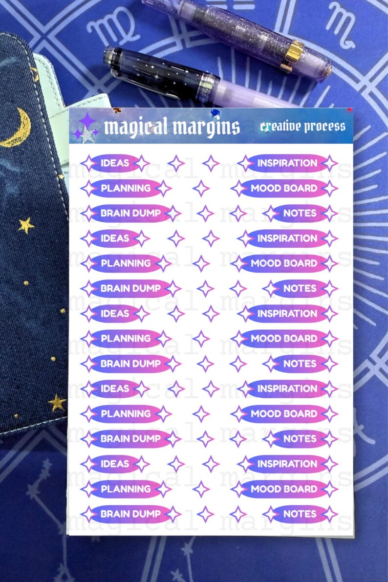 Creative Process Functional Planner Sticker Sheet purple-pink