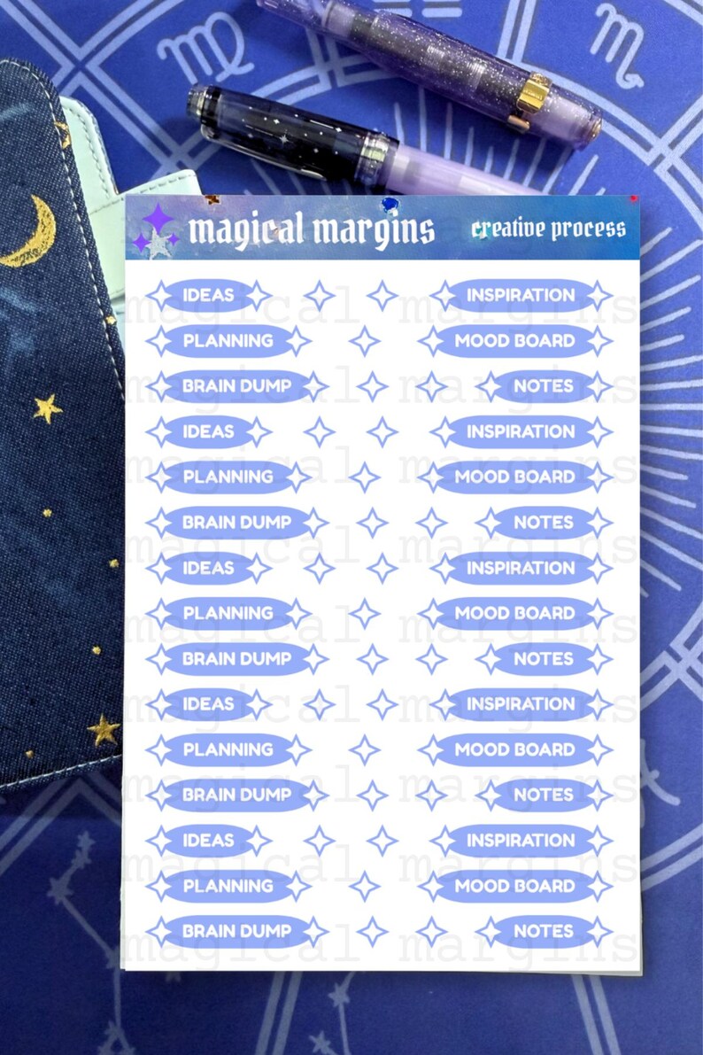 Creative Process Functional Planner Sticker Sheet blue