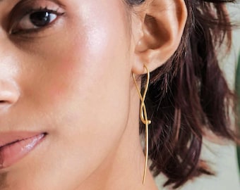 Minimal Threader Earrings | Sterling Silver, Gold Vermeil, Rhodium Plated