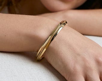 Bayonet Bangle Bracelet | Sterling Silver | White Rhodium or 18K Gold Vermeil