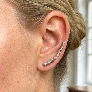Atom Curve Earrings sterling silver | White Rhodium or 18K Gold Vermeil image 1
