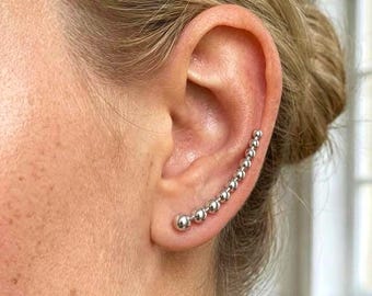 Atom Curve Earrings sterling silver | White Rhodium or 18K Gold Vermeil