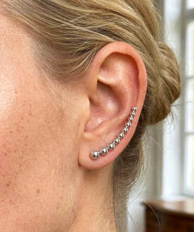 Atom Curve Earrings sterling silver | White Rhodium or 18K Gold Vermeil image 1