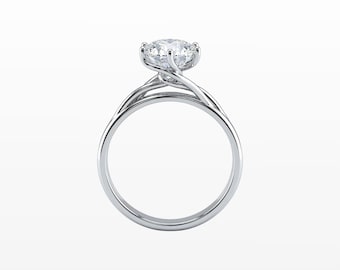 Twist Solitaire Ring with CZ | Sterling Silver Engagement Ring (Gold Vermeil Option)